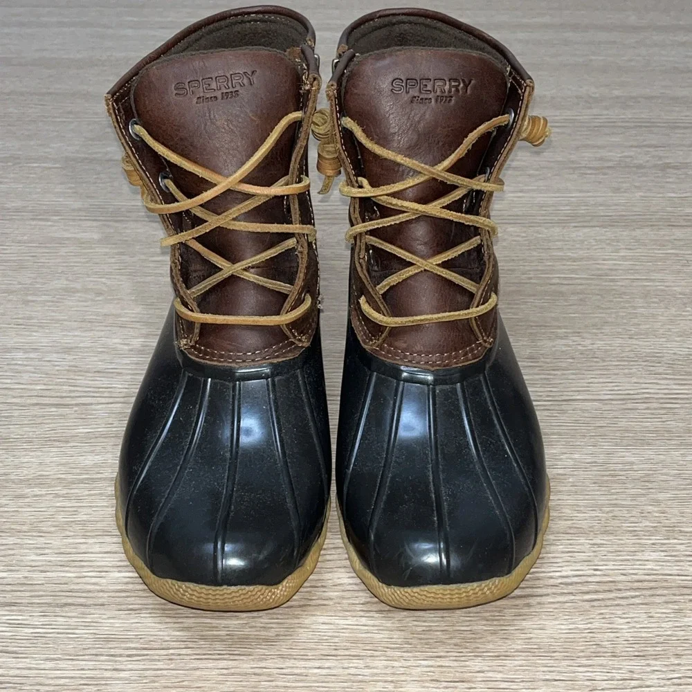 Sperry Top-Sider Women's 9.5 M Saltwater Duck Rain Boot STS91176, Dark Brown
